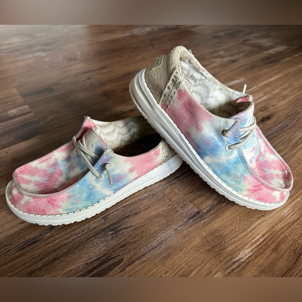 Hey Dude Kids Colorful Tie-Dye Slip on Shoes